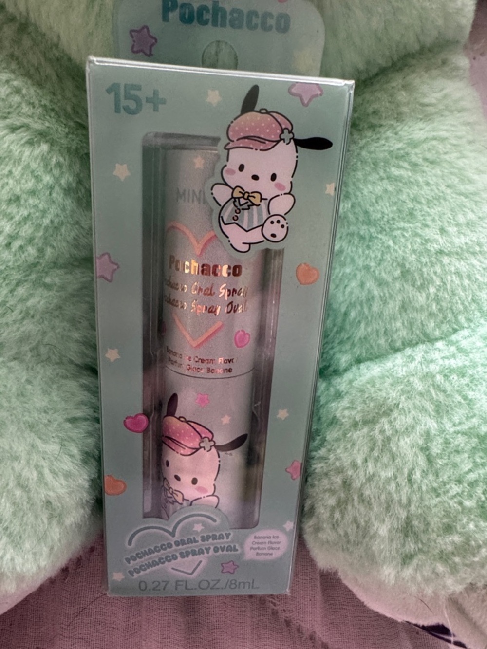 Sanrio Pochacco Oral Spray in Banana ice cream flavor